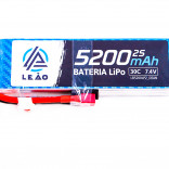 BATERIA LIPO ULTRA 7.4V 2S 5200MAH 30C / 60C COM PLUG DEAN PARA DRONES / AUTOMODELOS / ETC LEÃO LB5200LP2_DEAN